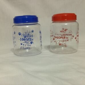Set of Two BPA Free Plastic Containers For Pet Treats/Food